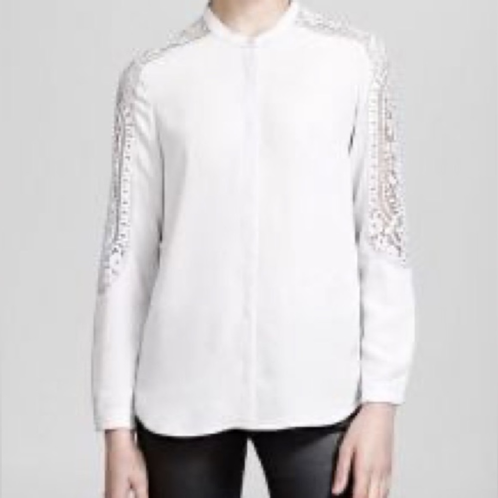 The Kooples Lace-trimmed Crepe Blouse